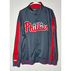 Philadelphia Phillies MLB Stitches Gray Full Zip Track Jacket w/ pockets Sz L